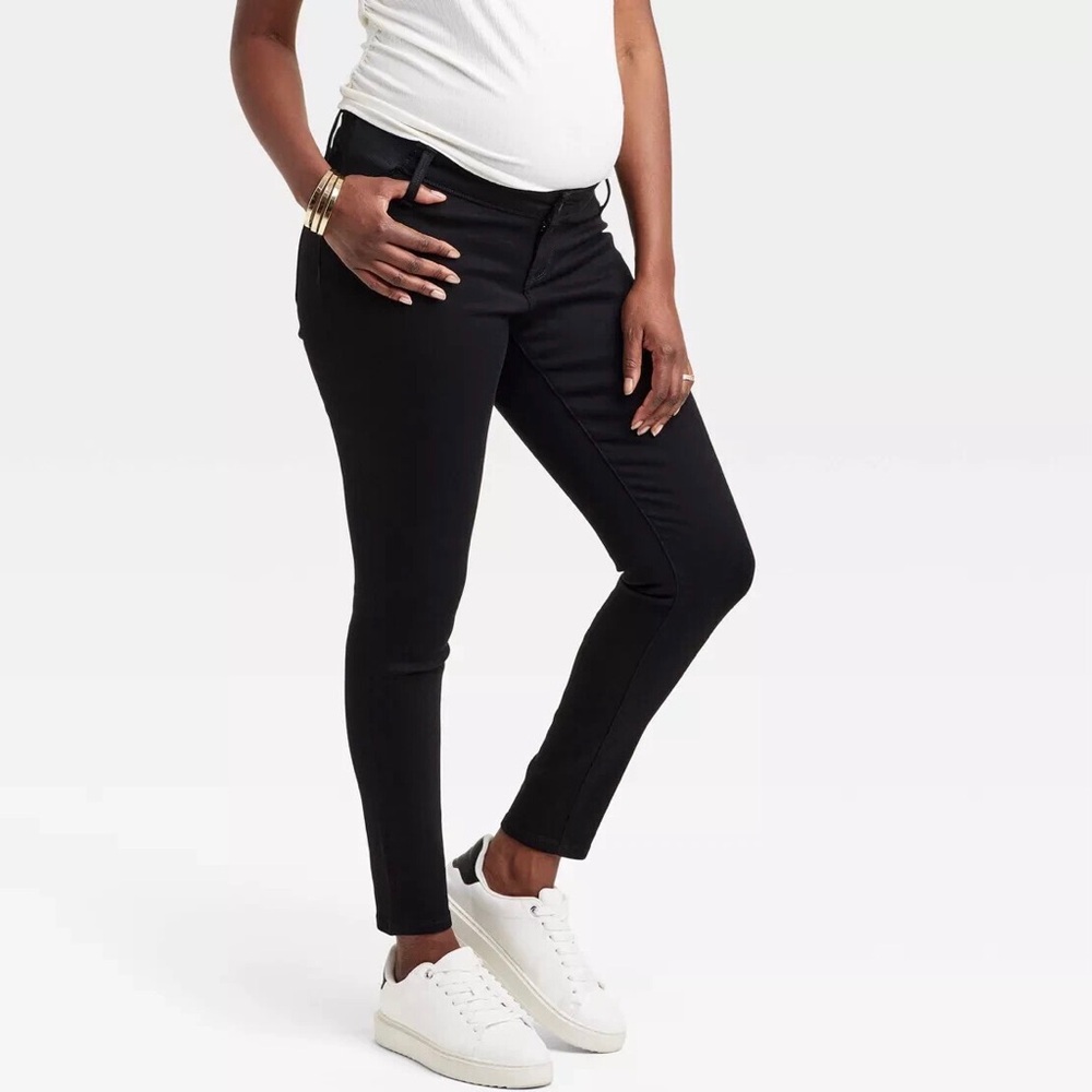 Maternity Jeans Skinny Black Elastic Side Panel Size 8